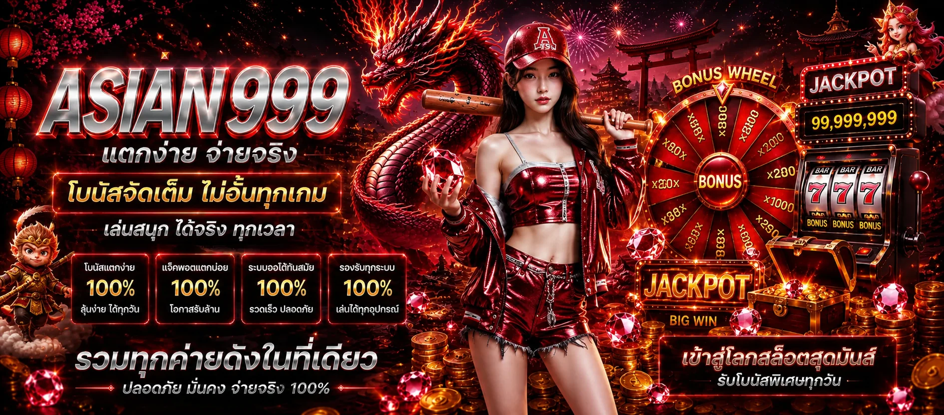 แบนเนอร์ ASIAN999 สล็อตและคาสิโนออนไลน์